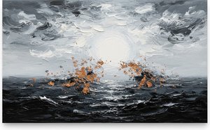 Celestial Alchemy: The Monumental Resonance Of Gilded Light And Obsidian Tides — David Moreau, Plaster & Texture Art
