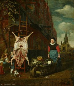 The Haarlemmerdijk With A Pig On A Stepladder — Michiel Van Musscher