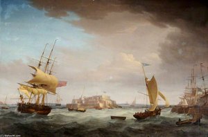 Shipping Off Castle Cornet - — Thomas Whitcombe