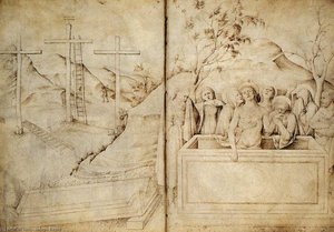 Lamentation (from The Sketchook, Folios 57b-58a) — Jacopo Bellini