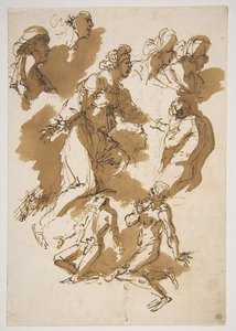 Studies Of Kneeling Figures — Salvator Rosa