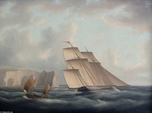 A Three-masted Lugger Off The Needles — Thomas Buttersworth