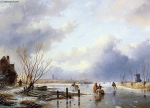 Scaters With Sledge Sun — Andreas Schelfhout