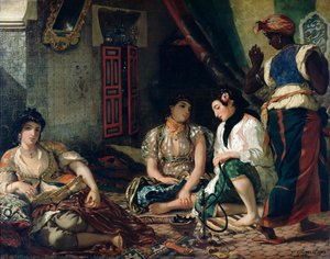 Algerian Women In Their Apartments, - (180x229) — Eugène Delacroix, Romantic French Painting