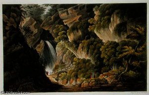 Waterfall At Shanklin, From 'the Isle Of Wight Illustrated, In A Series Of Coloured Views', Engraved — Frederick Calvert