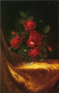 Four Roses In A Glass — Martin Johnson Heade