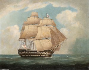H.m.s. 'victory' In Full Sail And In A Squall - — Thomas Buttersworth