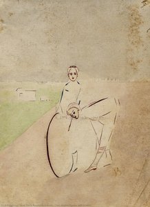 [two Women Figures With A Weel] — José María Eguren Rodríguez