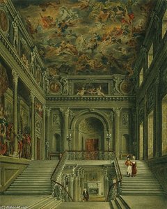 Buckingham House, The Staircase — James Stephanoff