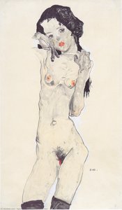 Mädchen Mit Schwarzem Haar — Egon Schiele, Expressionism