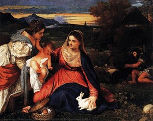 Madonna And Child With St Catherine And A Rabbit — Titian, Venetian Renaissance