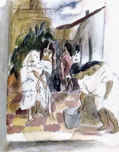 Women Washing The Floor — Julius Mordecai Pincas