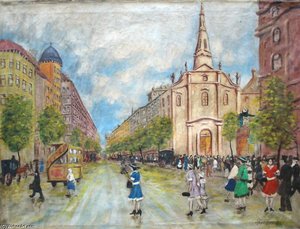 Street Scene Painting — Antal Berkes