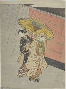 Two Girls In The Rain — Suzuki Harunobu