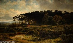 Landscape With Gypsy Caravan — Robert Gallon, Romanticism