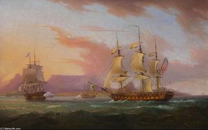 Naval Ships Off Cape Town — Thomas Whitcombe