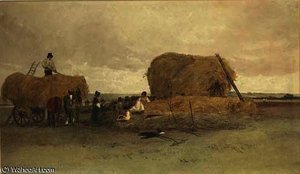 Harvesting Scene, Stacking Hay — Peter De Wint