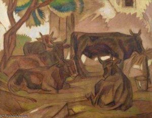 Cows In Shed — Boris Dmitrievich Grigoriev