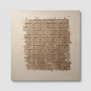 Monolithic Serenity: A Sculptural Study In Tactile Earth And Geometric Harmony — David Moreau, Plaster & Texture Art