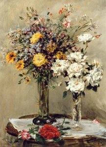 Flowers In Two Glass Vases — William Mark Fisher