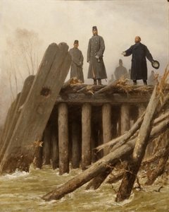 Franz Joseph I On Taborbrucke, 1862 (floods Of February 1862) — August Von Pettenkofen