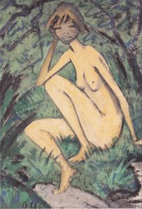 Sitzender Akt In Landschaft — Otto Mueller