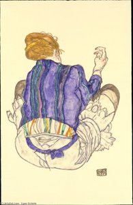Seated Woman, Back View — Egon Schiele, Expressionism