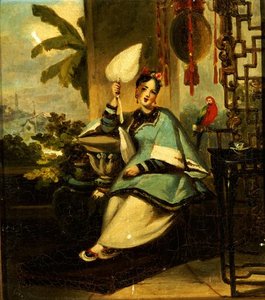 Portrait Of A Girl With A Parrot — George Chinnery