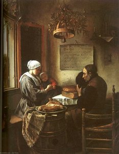 Grace Before A Meal - Oil On Panel - — Jan Havickszoon Steen