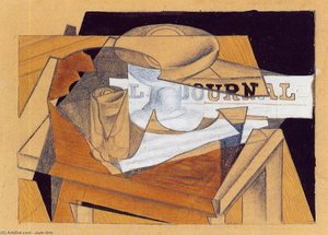 Bowl, Glass And Newspaper — Juan Gris
