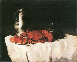 Lobster With Pewter Jug And Wineglass — Carl Eduard Schuch