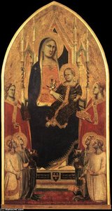 Madonna And Child Enthroned With Angels And Saints — Taddeo Gaddi