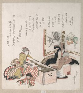 Women Preparing Tea Around The Fire-holder — Katsushika Hokusai, Japanese Landscape Printmaking