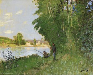 Landscape With Two Fishermen — Pierre-eugène Montézin