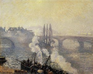 Die Pont Corneille, Rouen – Morgennebel — Camille Pissarro