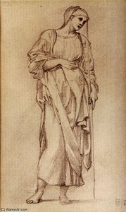 Study Of A Standing Female Figure Holding A Staff — Edward Coley Burne-jones