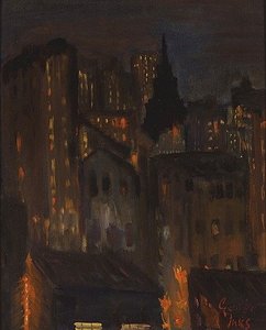 New York City Scape At Night — George Benjamin Luks