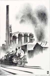 Train And Factory — Louis Lozowick