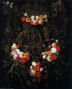 Christ And St Therese In A Garland Of Flowers — Daniel Seghers