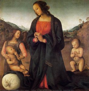 Madonna, An Angel And Little St John Adoring The Child (madonna Del Sacco) — Pietro Perugino (pietro Vannucci)