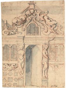 An Elaborate Façade With An Open Door — Jacob Jordaens