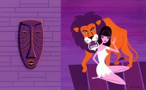 Pinup With Lion And Spirit Mask — Josh Agle (shag)