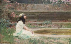 A Young Girl By A Pool — Herbert James Draper