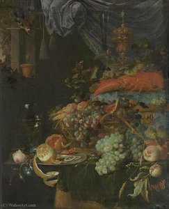 Still Life With Fruit And A Goldfinch — Abraham Mignon (minjon)