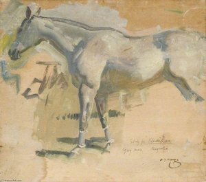 Study For 'after The Race', The Grey Mare 'magnolia' — Sir Alfred James Munnings, Impressionistic Landscape