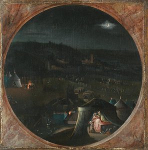 The Assyrian camp at night, with Judith beheading Holofernes in his tent