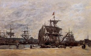 Deauville, Docked Boats — Eugène Louis Boudin, Impressionism
