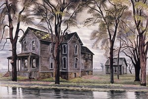 Old House And Elm Trees — Charles Burchfield