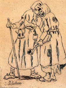 Máscaras Bailando Cogidas Del Brazo — José Gutiérrez Solana, Expressionism