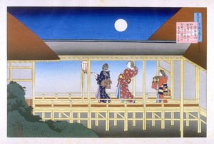Court Scene In Moonlight — Katsushika Hokusai